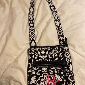 Thirty-One Black and White Floral Crossbody Bag